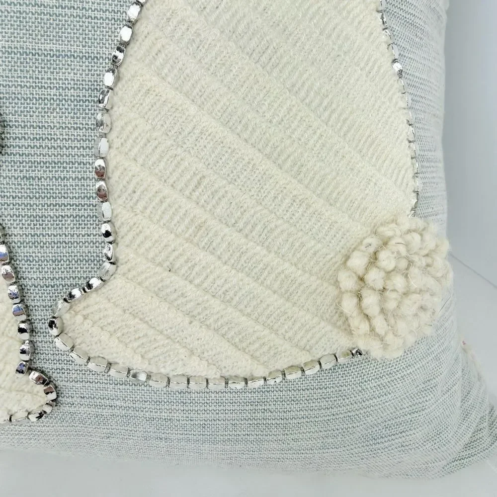 Spring Gatherings Three Bunny Light Blue Textured Seasonal Easter Accent Pillow